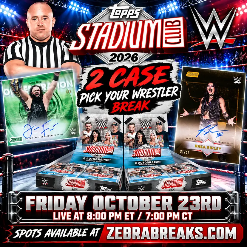 ZB 26395: 2026 Topps Stadium Club WWE 2 Case PYW (Rips 9/23)