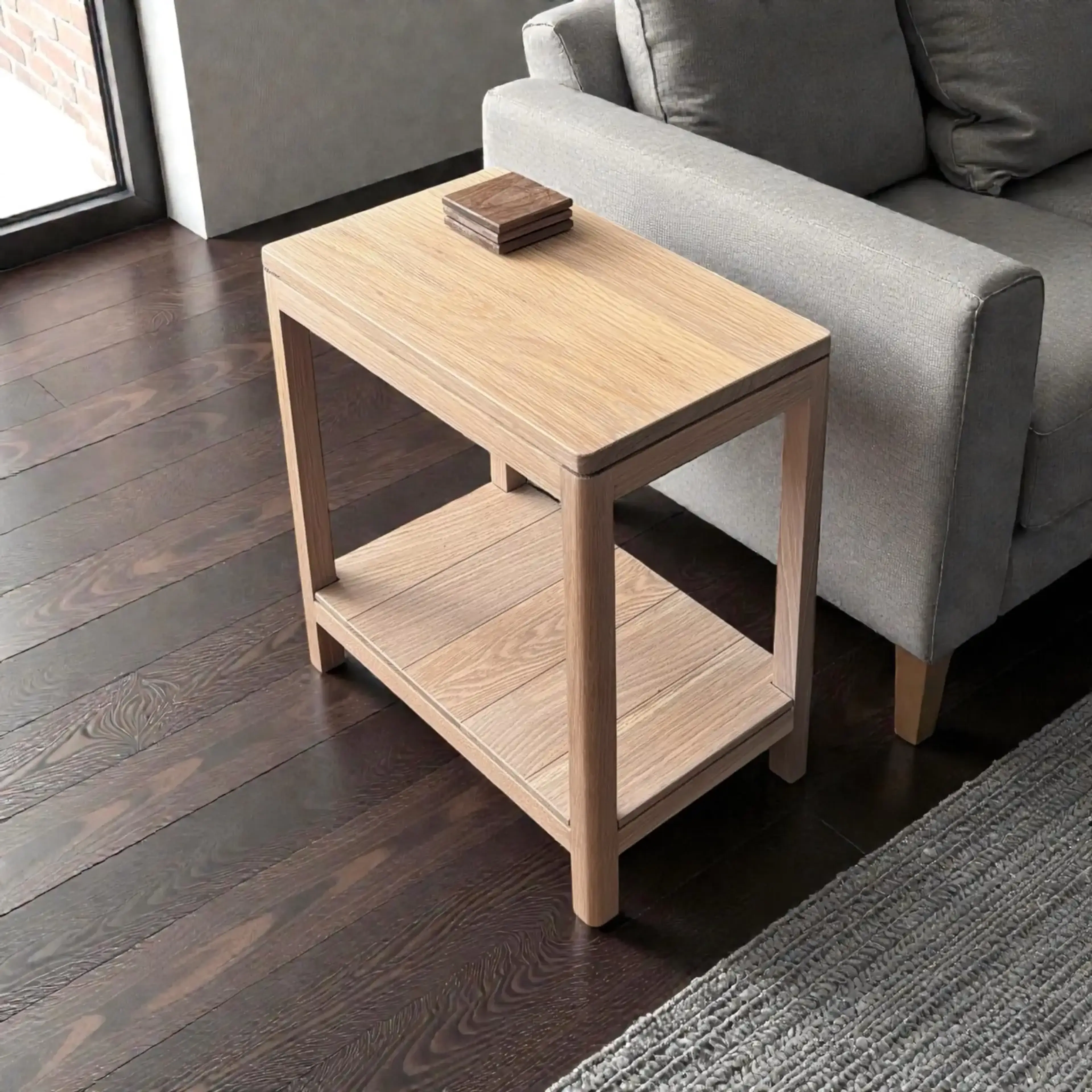 Solid White Oak Modern Side Table
