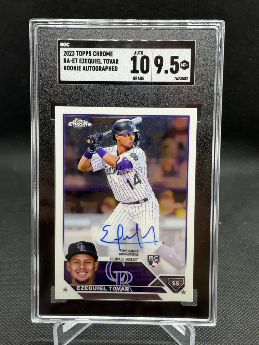 2023 Topps Chrome #RA-ET Ezequiel Tovar RC Rookie Auto SGC 9.5/10 Rockies