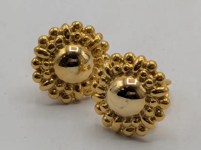 Vintage Gold Tone Sunburst Clip-On Earrings NOS