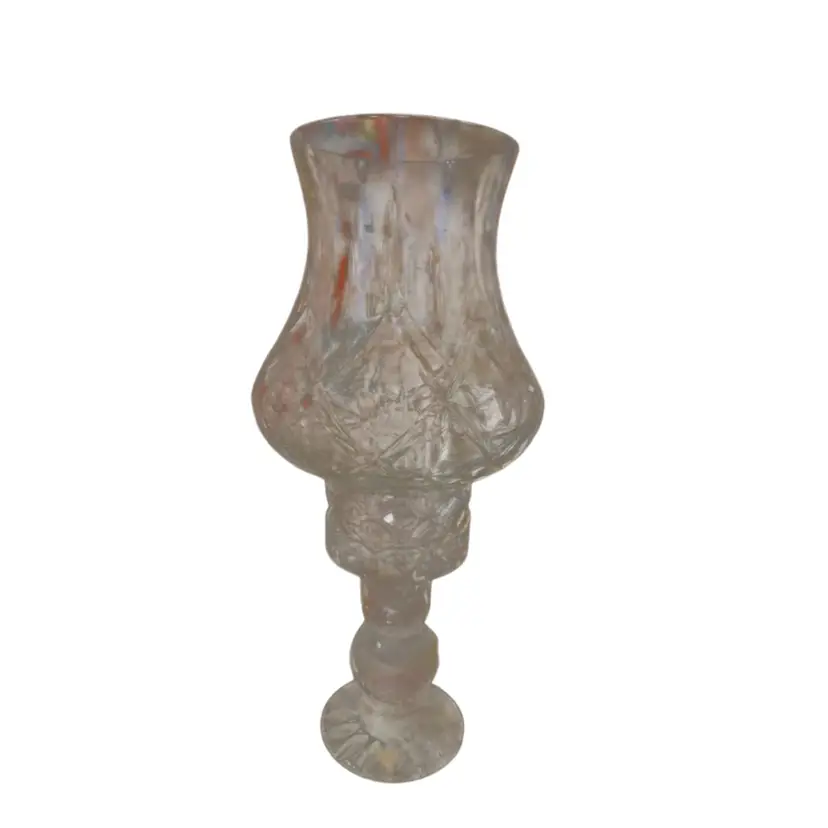 Block Crystal "Olympic" pattern 2-piece lead crystal hurricane lamp