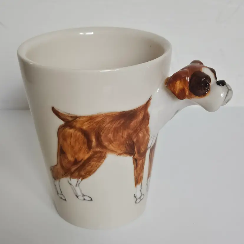 Blue Witch Boxer Dog Ceramic Coffee Tea Mug 3D Hand Painted