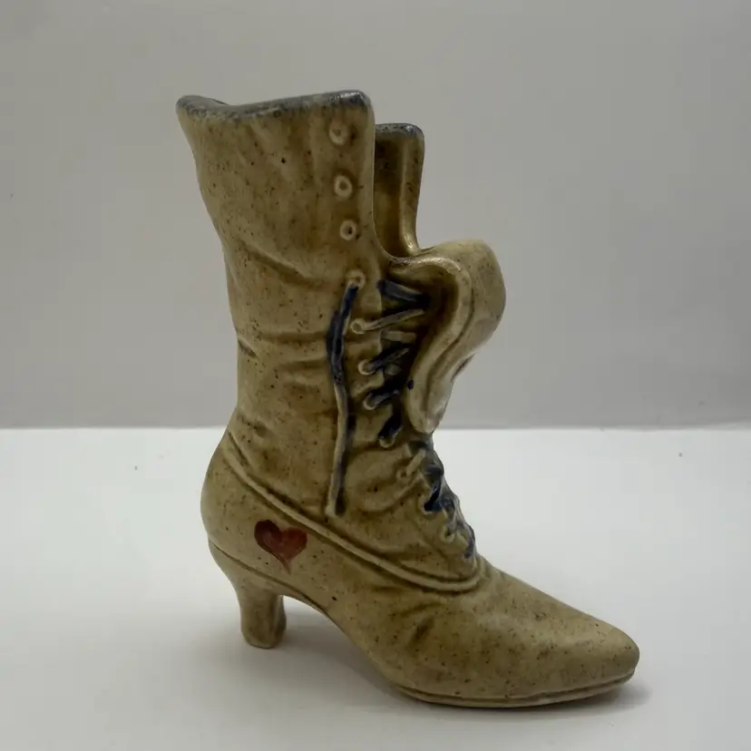 Americana Style USA Pottery Mini Victorian Shoe Figurine 3.5”