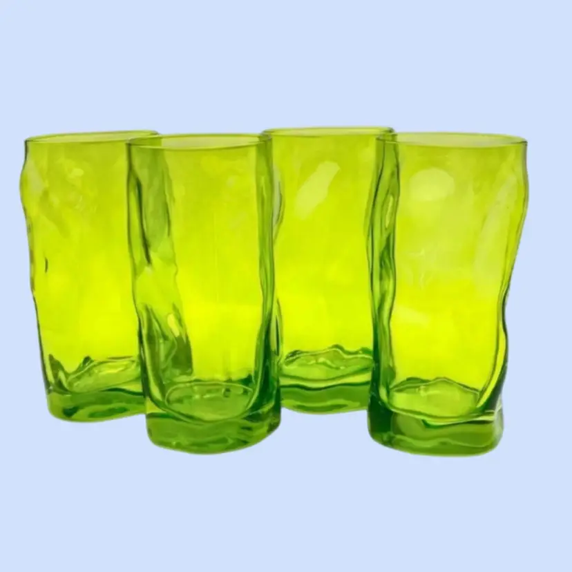 #103- Bormioli Rocco & Figlio Italy 
Tumbler Cooler Set Cocktail Beverage Glass“SORGENTE”  5pc  
Green Easter Drinkware Springtime Entertaining