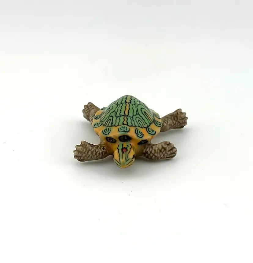 Little Critterz Bask The Red-Eared Turtle Porcelain Miniature 1.5”x 1.5”x .5”