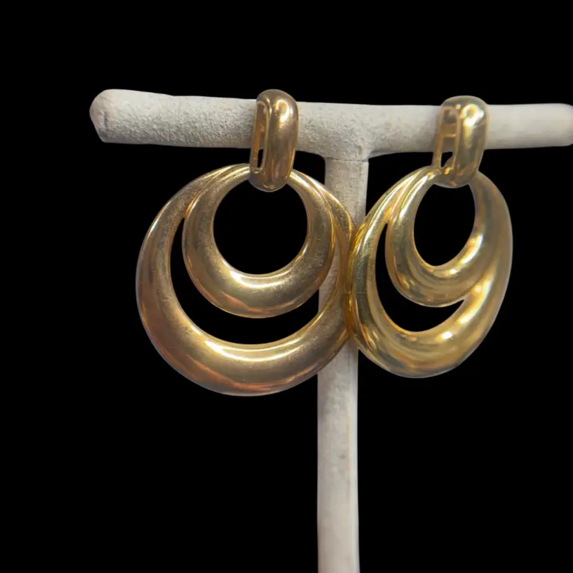 Signed Ross Simmons Sterling Vermeil Dangle Circles Earrings 1 3/8” Tested Read Description