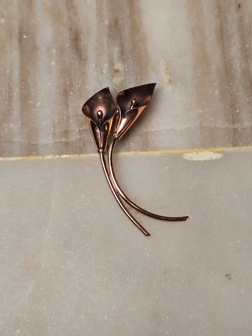 Vintage Stuart Nye Copper Calla Lily Brooch