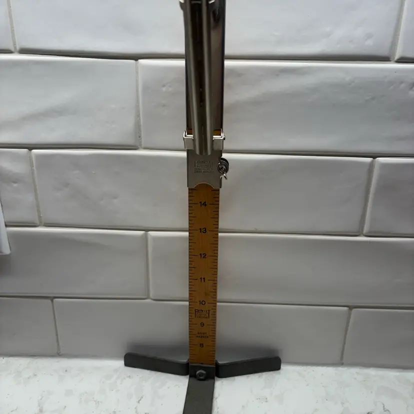 Vtg PIN-IT Skirt Marker - Hem Marking Tool - Adjustable Wood Ruler w/ Metal Base