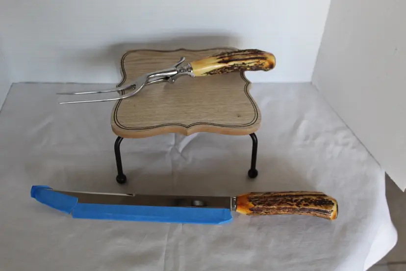 Vintage Case XX Carving Set (Knife, Fork) with Stag Handles, USA
