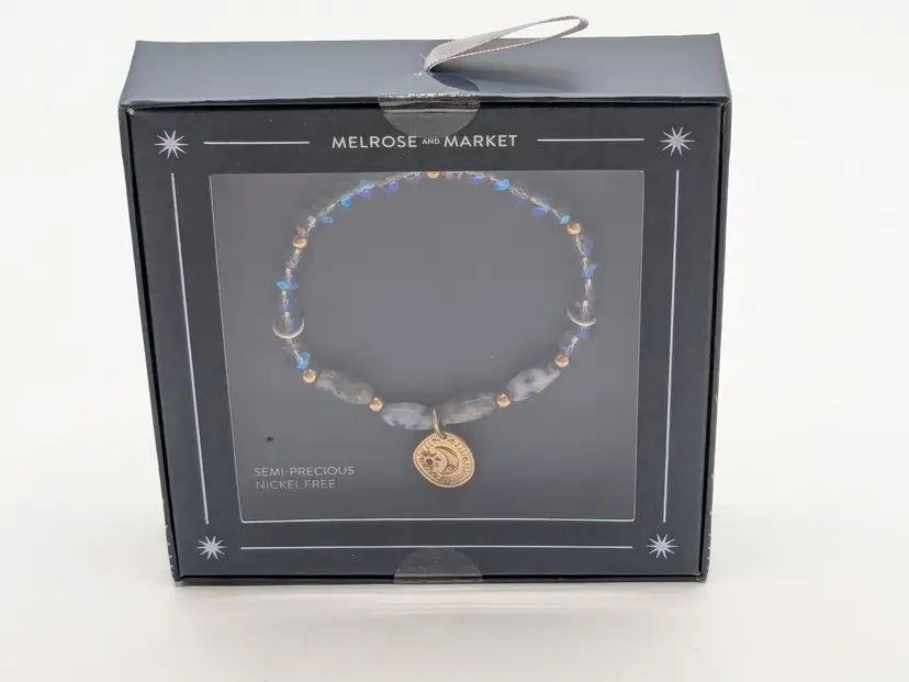 Nordstrom Melrose and Market Gold Tone Blue Sodalite Bracelet with Charm NIB