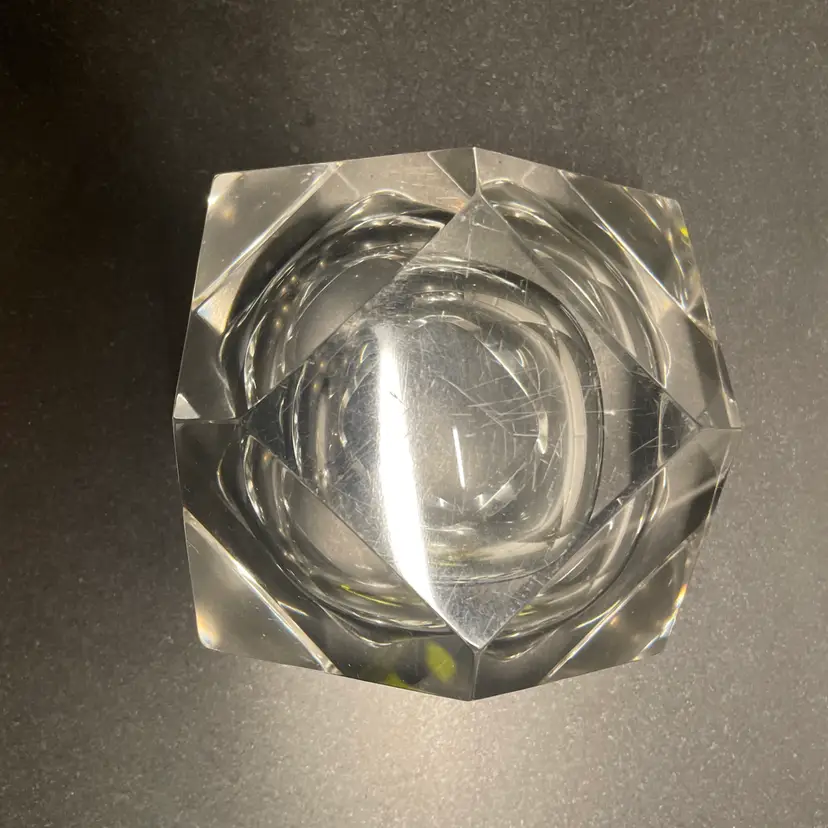 Vintage Murano Glass Flavio Poli for Seguso DIAMOND Bowl Ashtray M83LS GLOWS