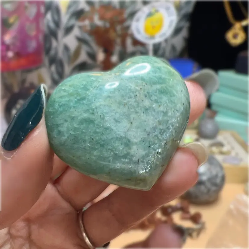 #02 - Amazonite Heart Palm Stone 2”