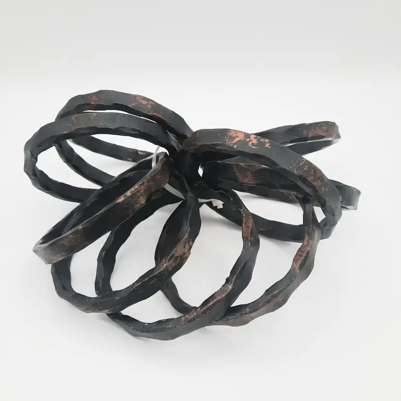 Rustic Black Bronze Gold Painted Iron Metal Rings Set of 10