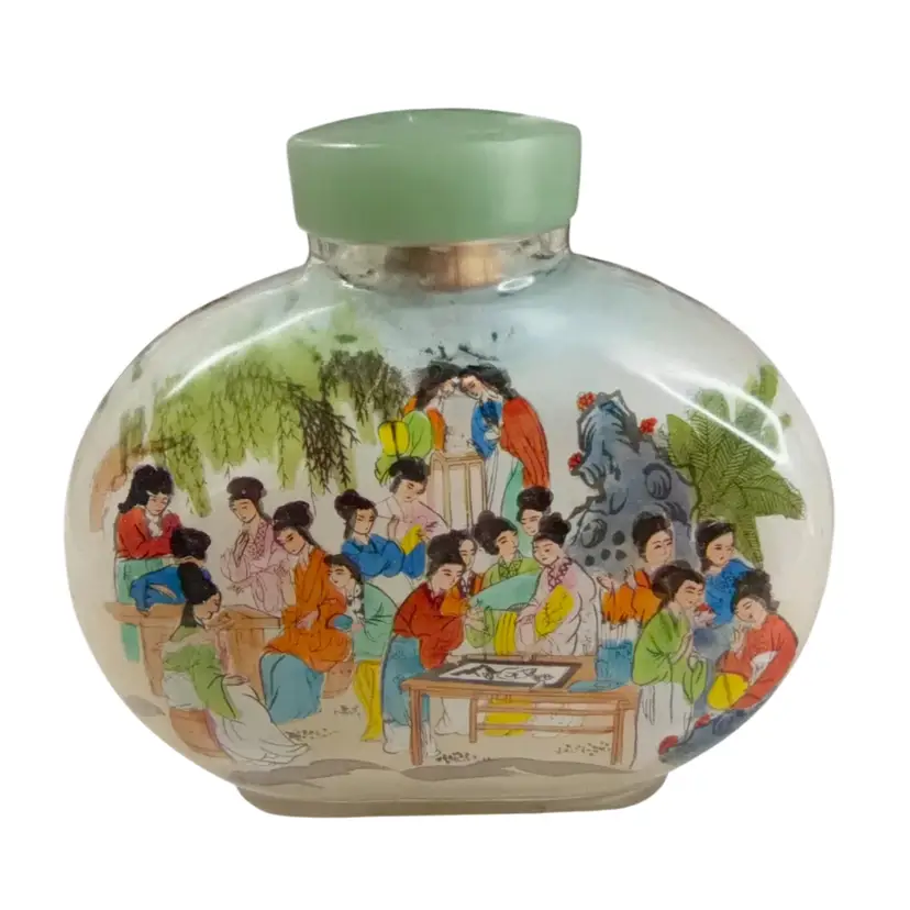 003. Large 4” Chinese Reverse Painted Snuff Bottle