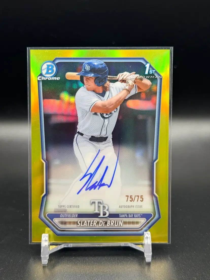 Slater De Brun 2026 Bowman Chrome 1st Bowman Autograph Yellow Refractor /75