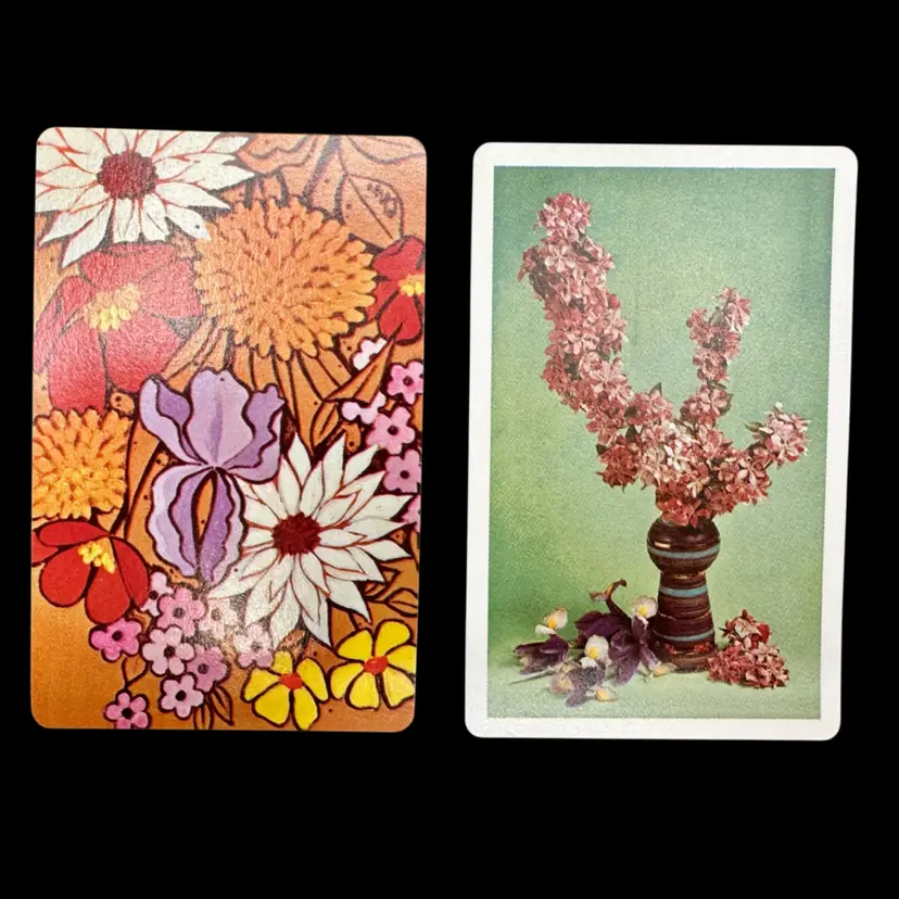 Vintage Swap Cards-Floral Midmod Artsy Photo Orange Green Playing Cards