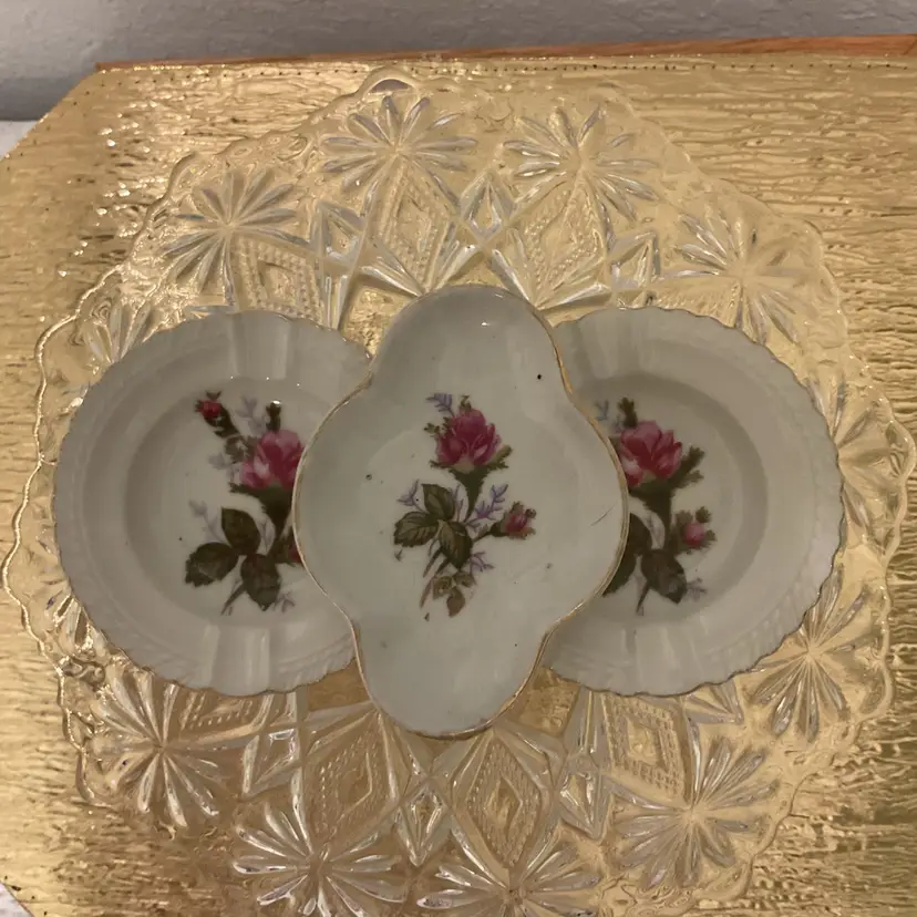 🎉Set Of 3 Butter Pats - Pink Moss Rose