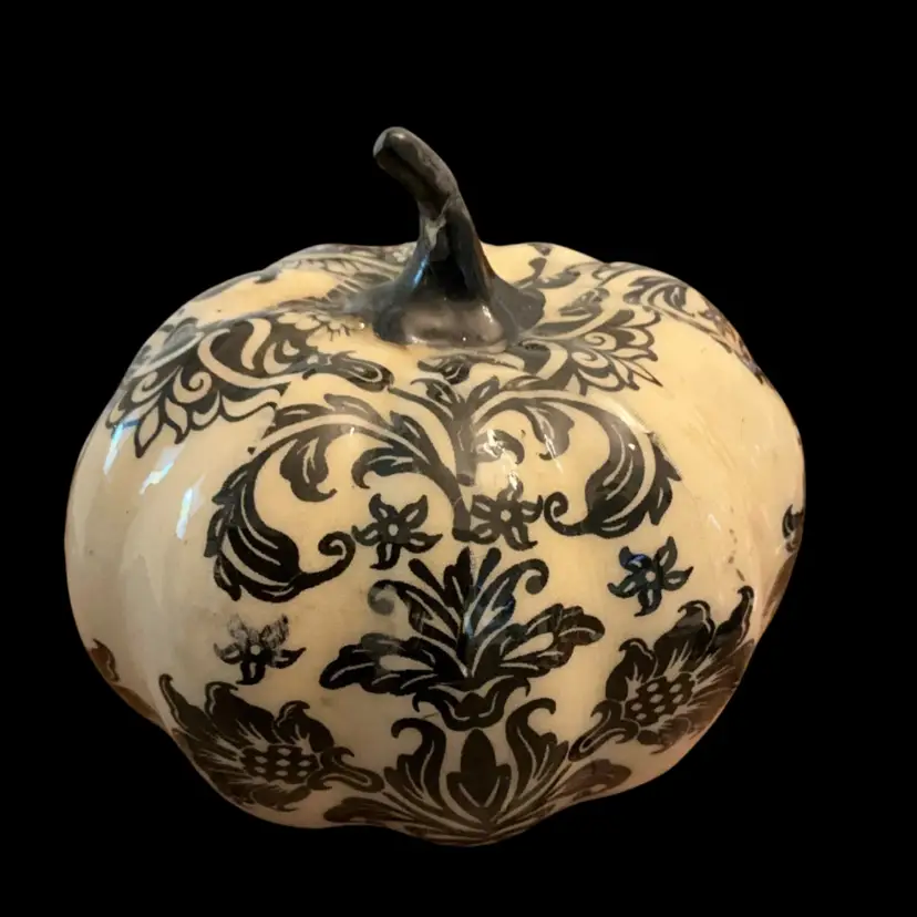 Decoupage Pumpkin Black And Cream Colored 5”x 5”-READ
