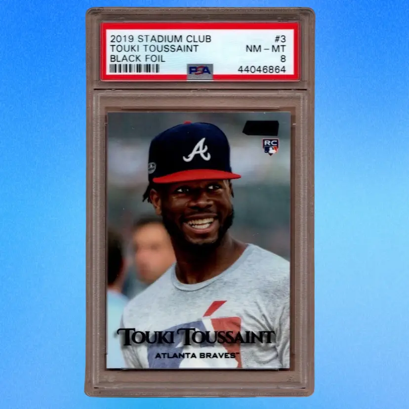 TOUKI TOUSSAINT 2019 Topps Stadium Club #3 RC Black Foil Atlanta Braves PSA 8