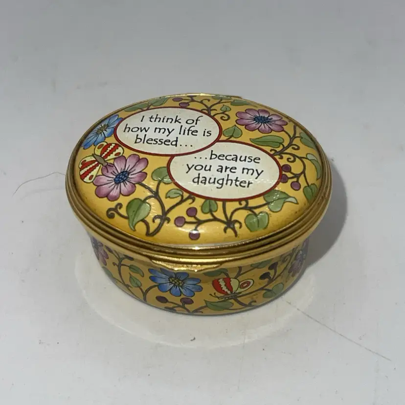 Halcyon Days Enamel Trinket Box Daughter Collection 1.75” Vintage England