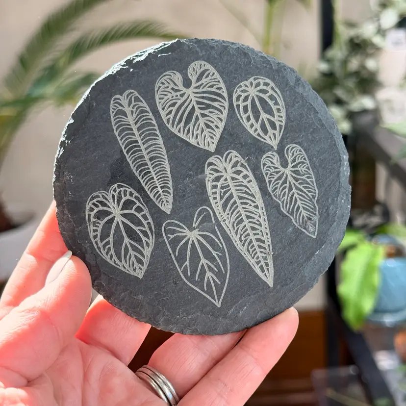 Slate Coaster with Anthurium Illustrations