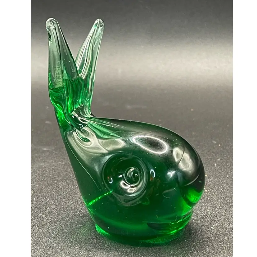 Emerald Green Glass Whale Paperweight