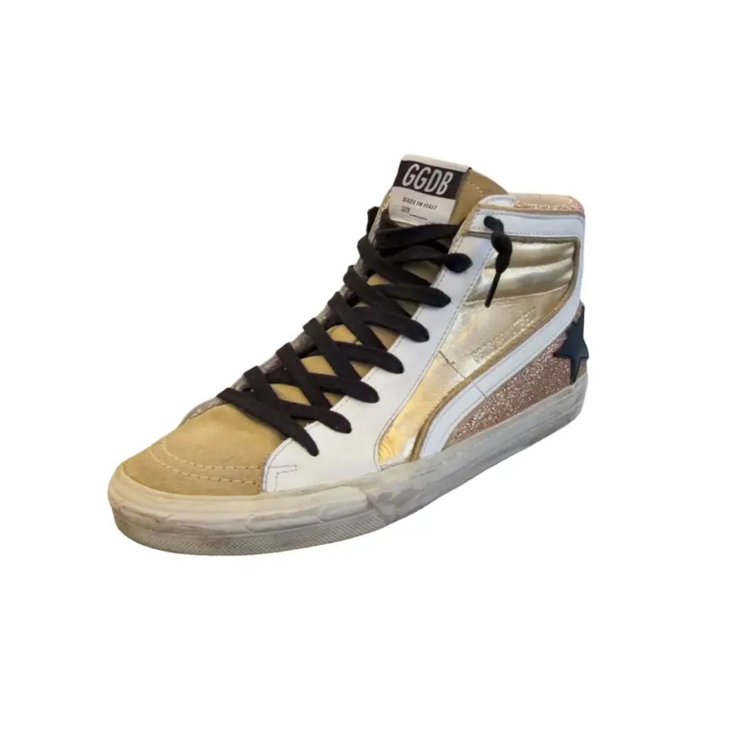 Golden Goose Gold Glitter Hightop Sz 38
