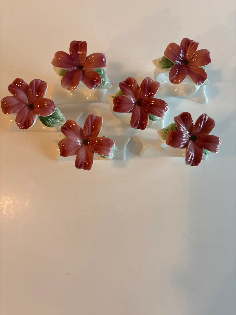 Vintage Floral Napkin Rings, set of 6
