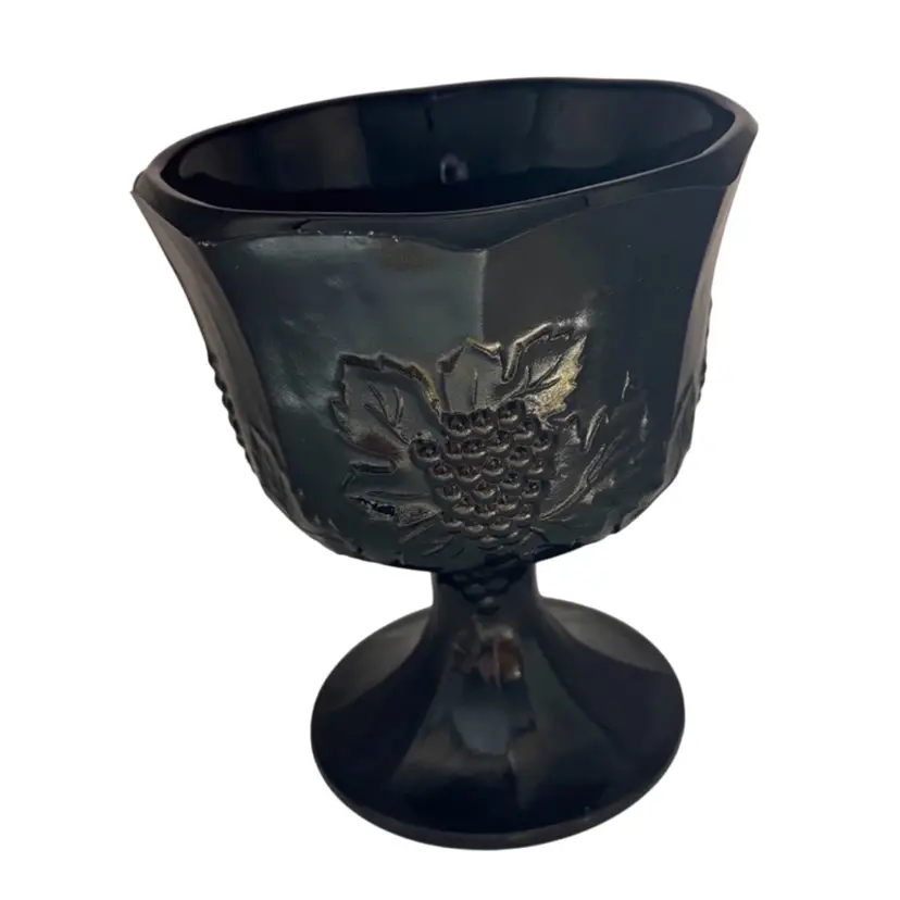 Vintage Black Glad Petal Compote W/Grape Design