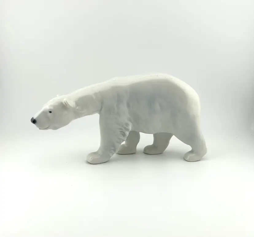 Vintage Royal Copenhagen Porcelain Polar Bear Figurine 7.5”x 2”x 3.75”