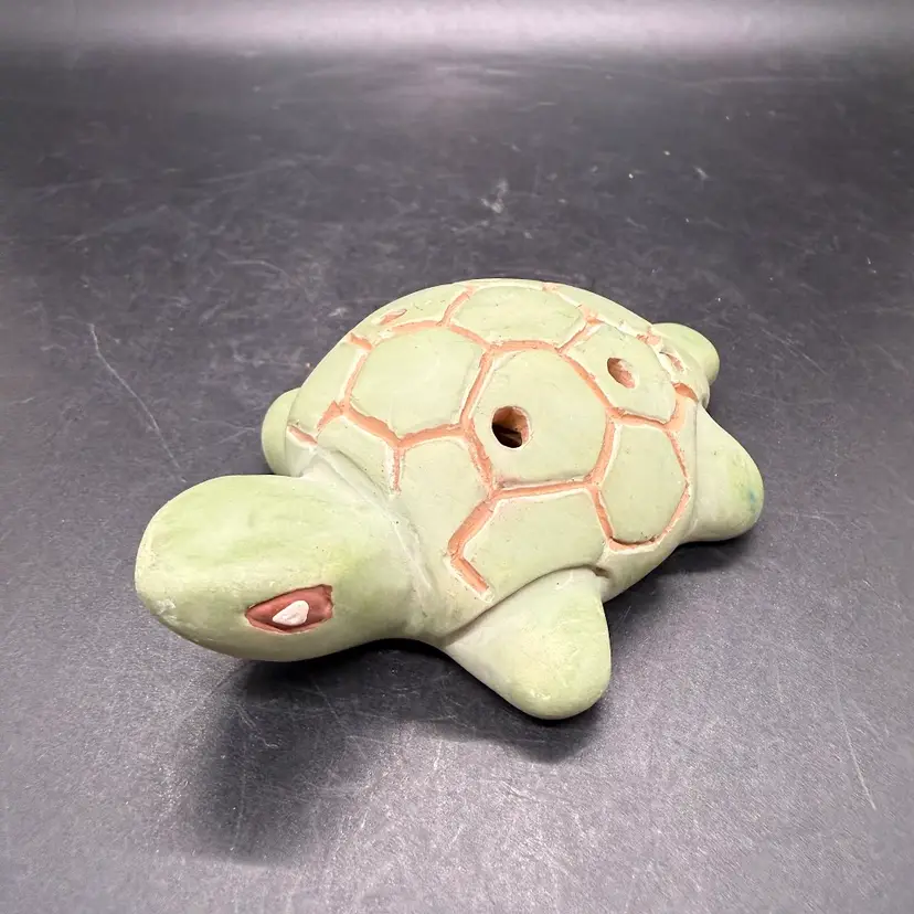 Vintage Terra Cotta Pottery Turtle Ocarina Whistle Flute Abya Yala Latin America