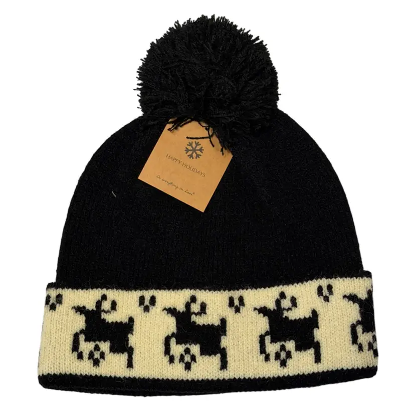 Reindeer Holiday Pom-Pom Stocking Hat
