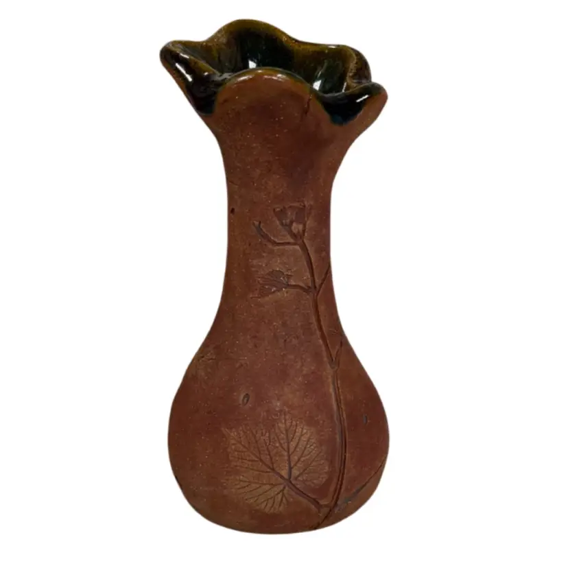 Sahici Handmade Ceramic Bud Vase – 4.5” Blue & Iron Drip Glaze Stoneware – Artisan Pottery
