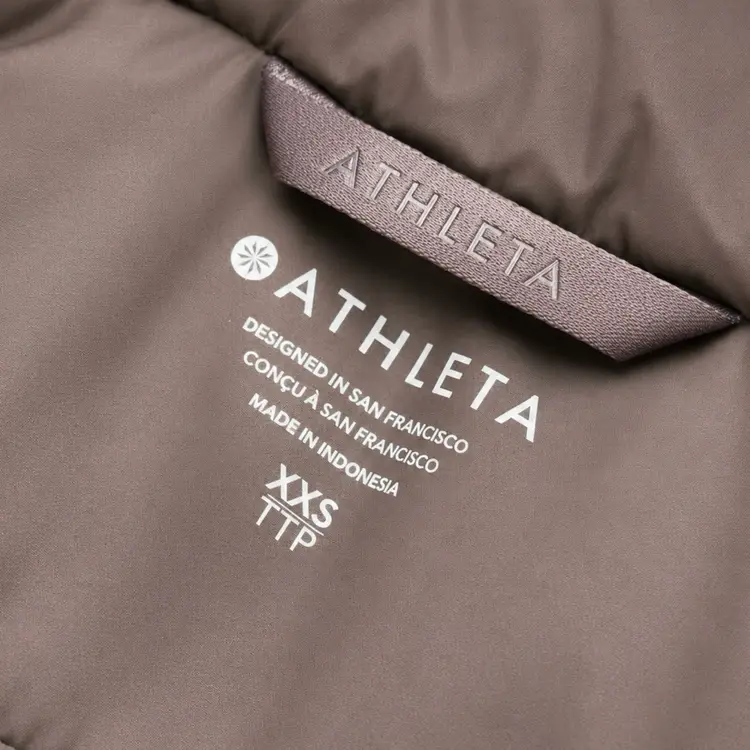Athleta Women’s Stratus Puffer Vest Truffle Brown Removable Hood NWOT Size XXS