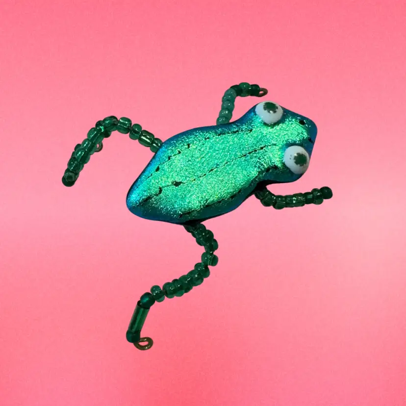 Dichroic Glass Frog Brooch