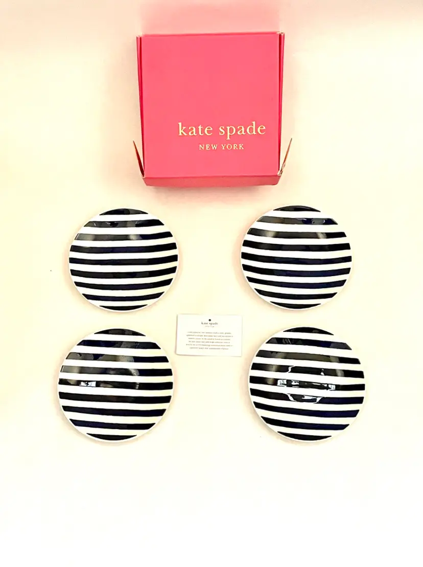 Kate Spade New York Lenox Charlotte Street 4-Pc Blue Stripe 5.5" Tidbit Plates