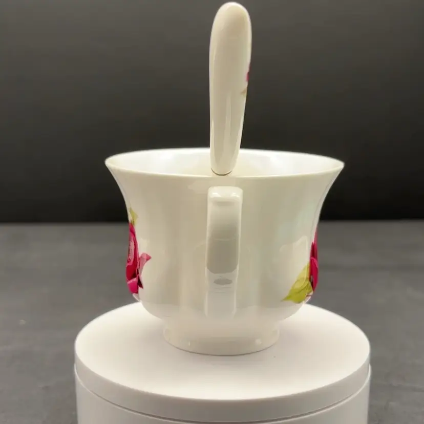 "Morning Rose" Magenta Cup & Spoon Set