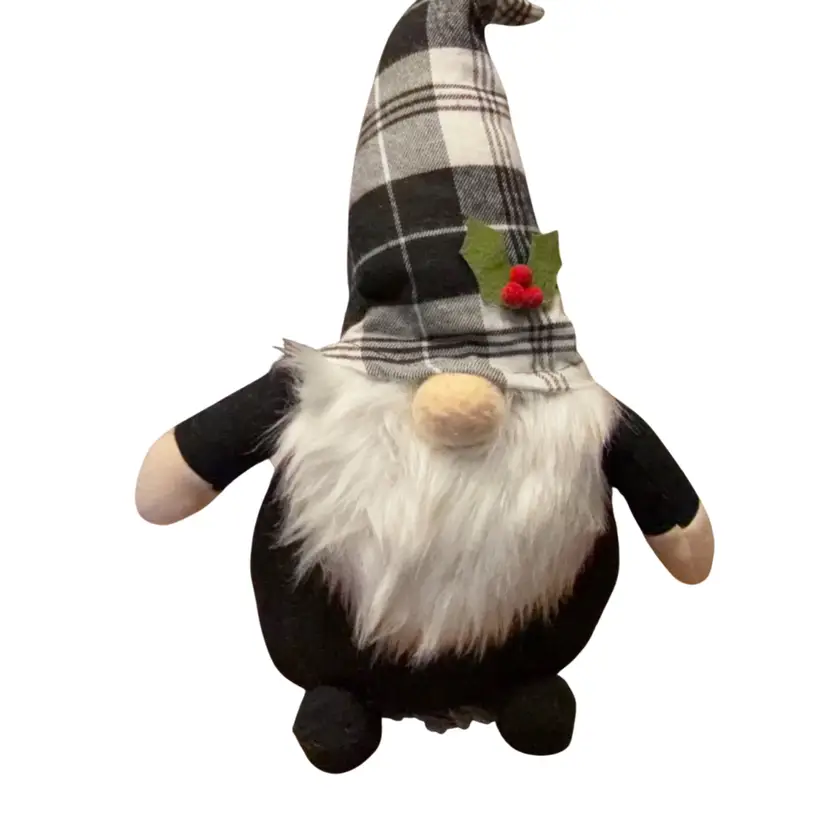Farmhouse, Black And White Checkered Gnome 13 Inches Tall