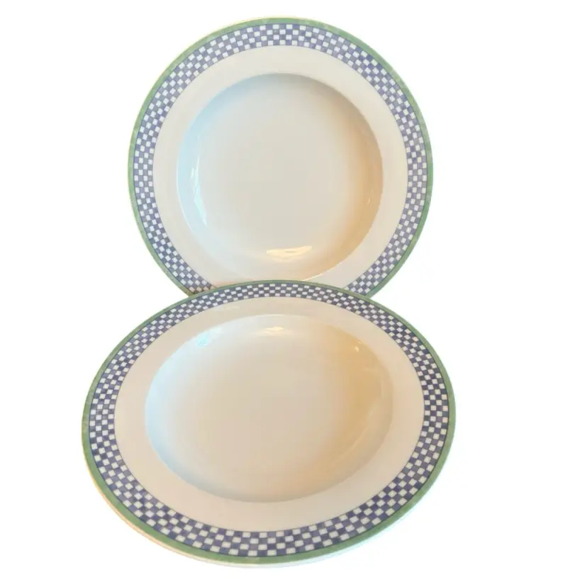 Set of 2 Villeroy & Boch Switch 3 Cordoba Rim Soup Bowls 9" Blue White ~ EUC!