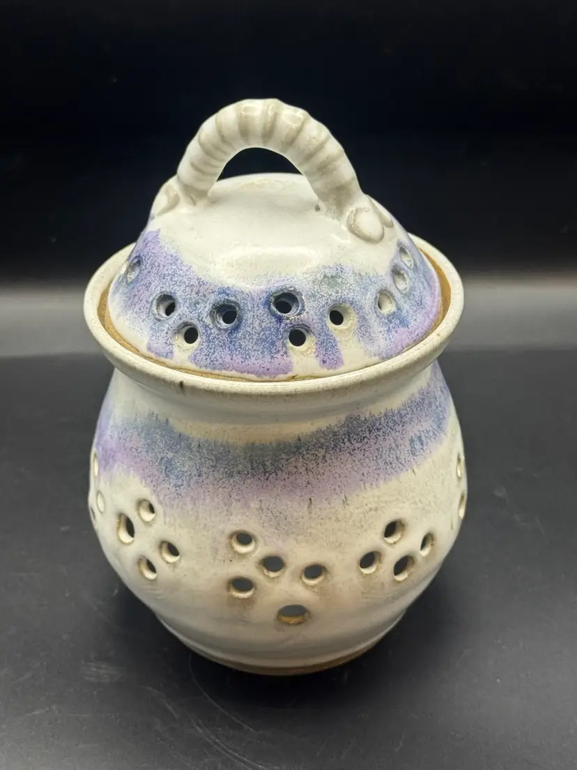 Art Pottery Lidded Garlic Jar 8”