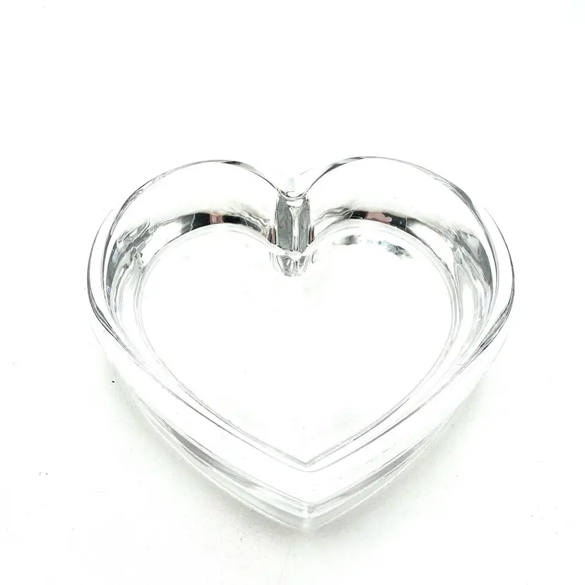 Crystal Glass Heart Shaped Trinket Candy Dish 5” X1.5” H