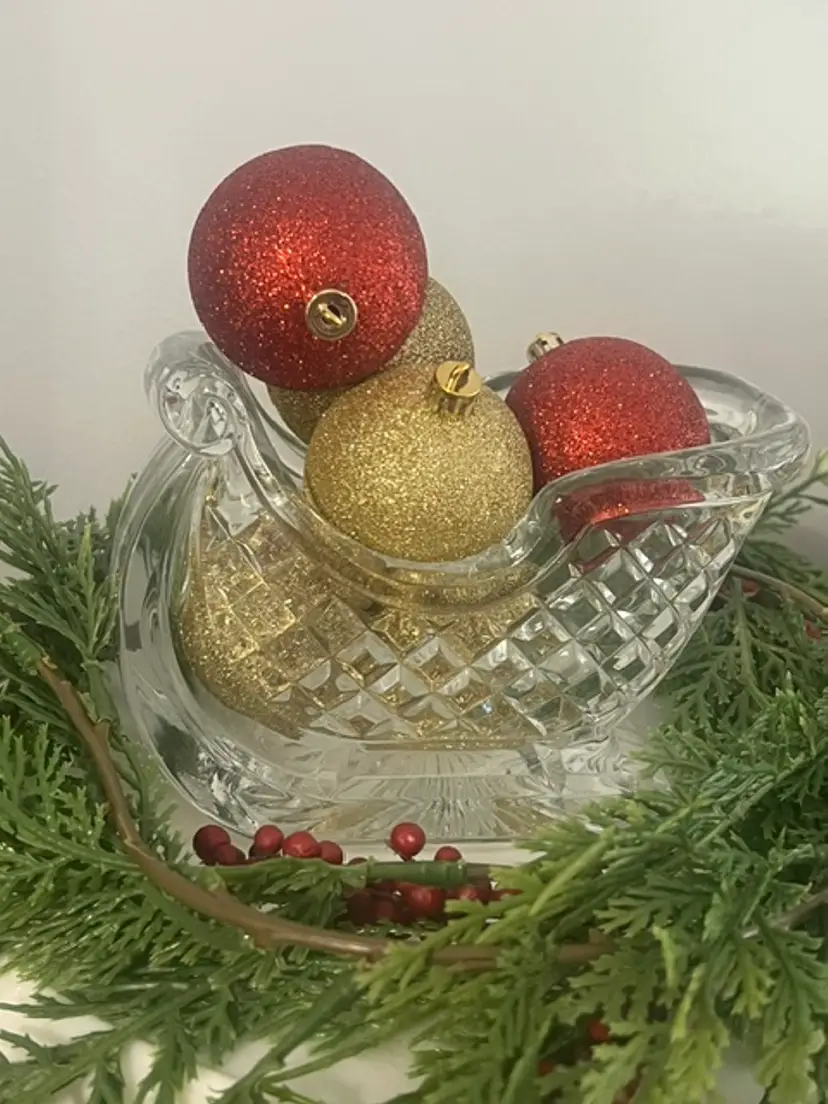 St George 24%Lead Crystal Santa Sleigh Candy Dish