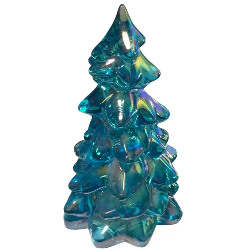 8” Ocean Blue Mosser Christmas Tree With Iridescent Finish