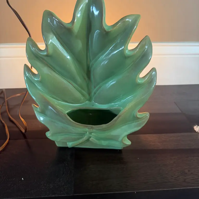 Vintage Mid Century Ceramic Leaf Shape TV Lamp & Lamp Mint Working