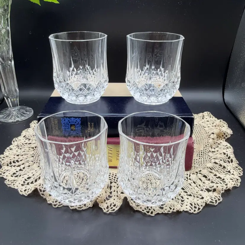 🐞Vtg Vintage Cristal d'Arques Longchamp Double Old Fashioned Glasses Set of 4-
3 3/4x3”