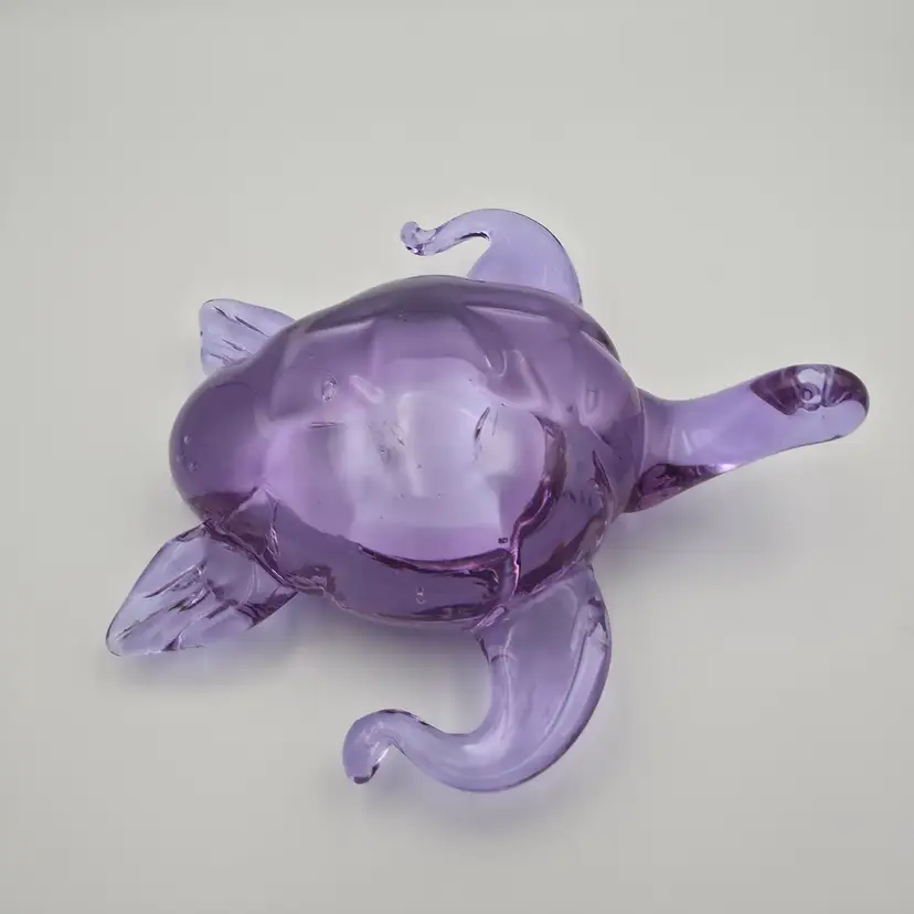 Vintage Oversized Neodymium Art Glass Turtle Sculpture Figurine Paperweight