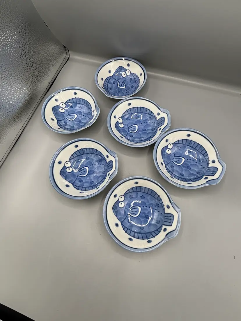 Blue & White Rice bowls with fish
