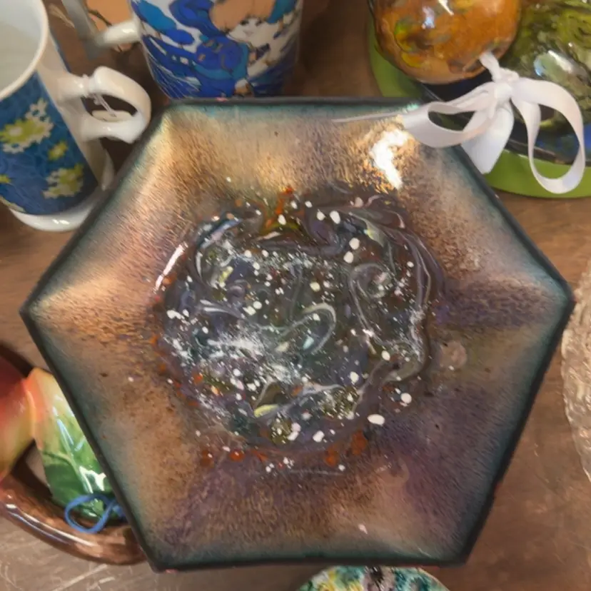 Enamel On Copper Hexagon
