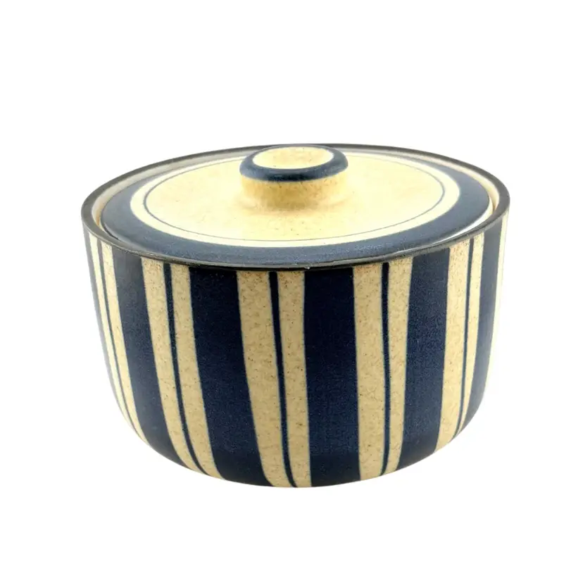 Vintage Pottery  Tachikichi Sugar Bowl With Lid 3” Tall x 4.25” Wide