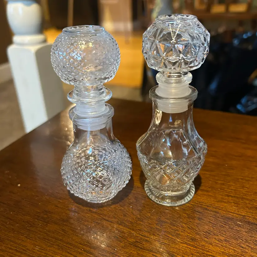 Lot Of 2 Clear Glass Perfume Bottles